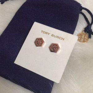 Tory Burch Hex Logo Stud Earrings